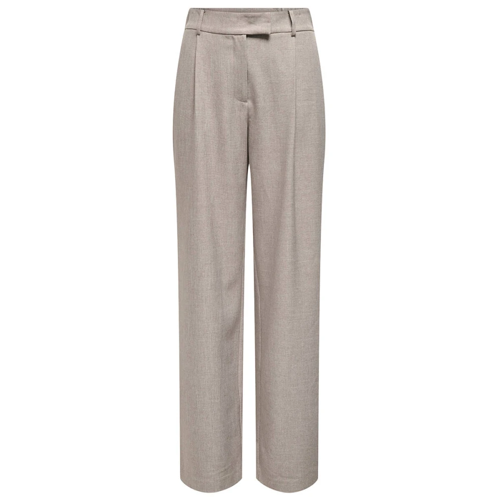 Only Hoge Taille Straight Leg Melange Broek Brown Dames
