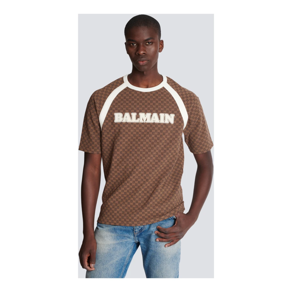 Balmain Retro mini monogram T-shirt Brown Heren