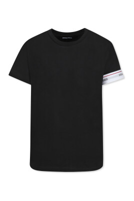 t-shirt-noir-en-melange-de-coton-a-manches-courtes