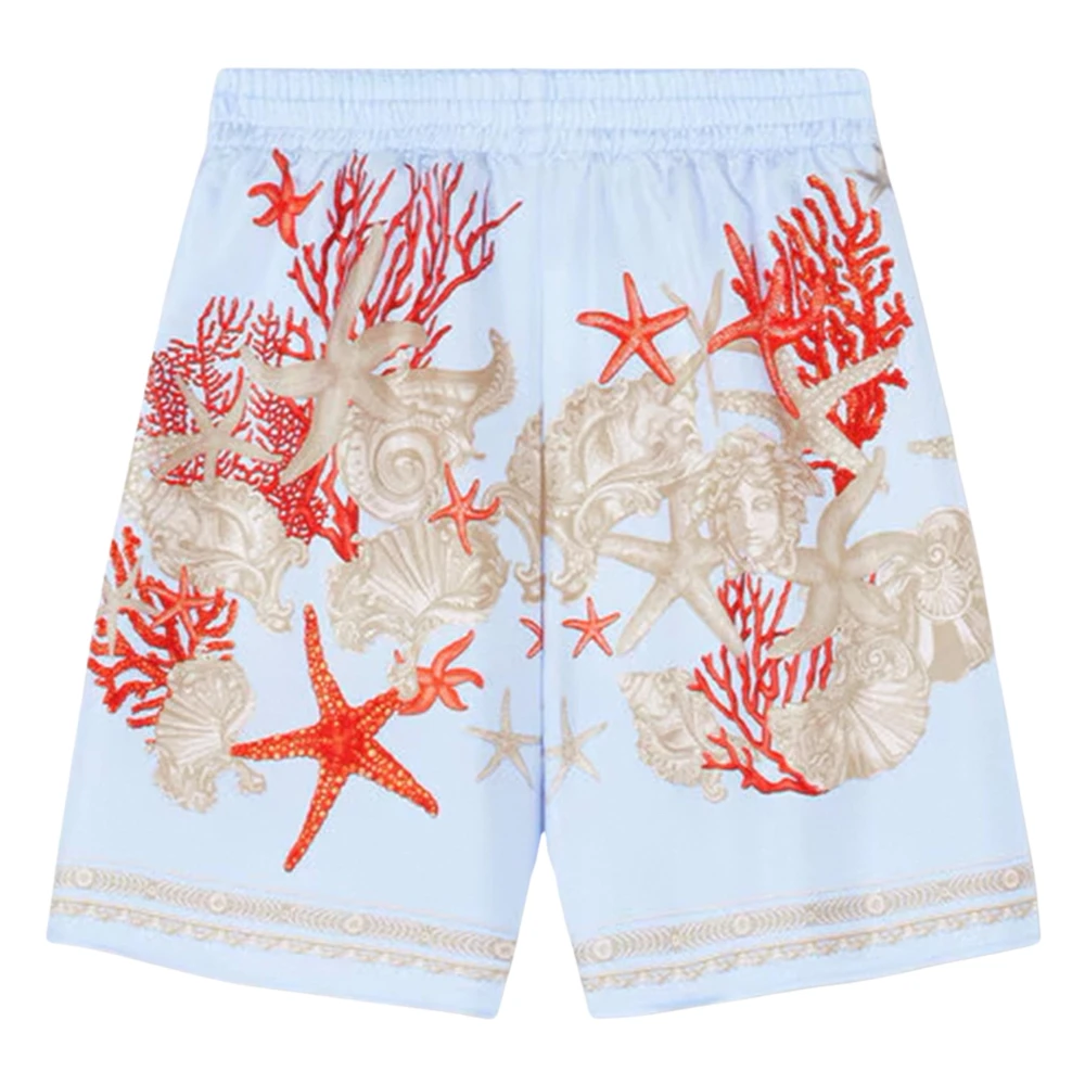 Versace Boys Blue Shorts, 5 Y, Barocco De La Mer Silk Shorts