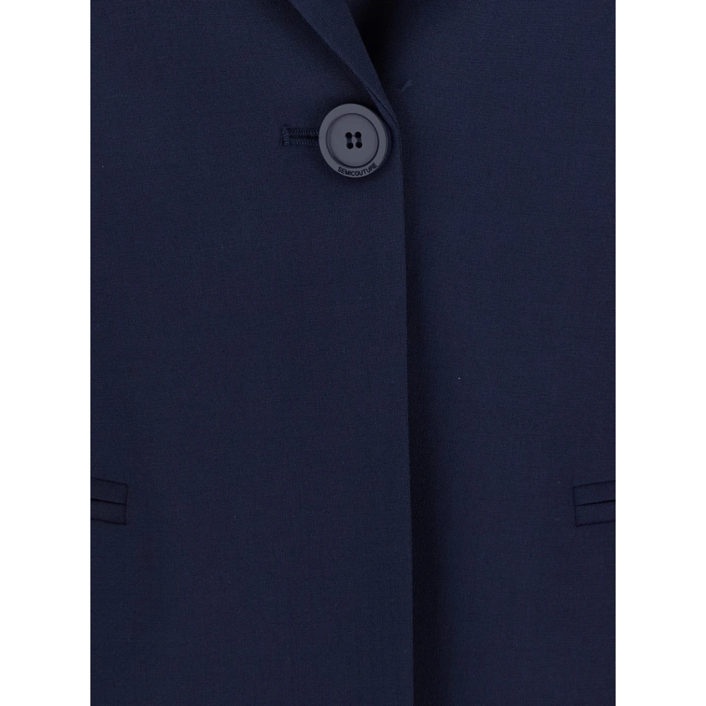 Semicouture Blauwe Single Breasted Tech Fabric Jas Blue Dames