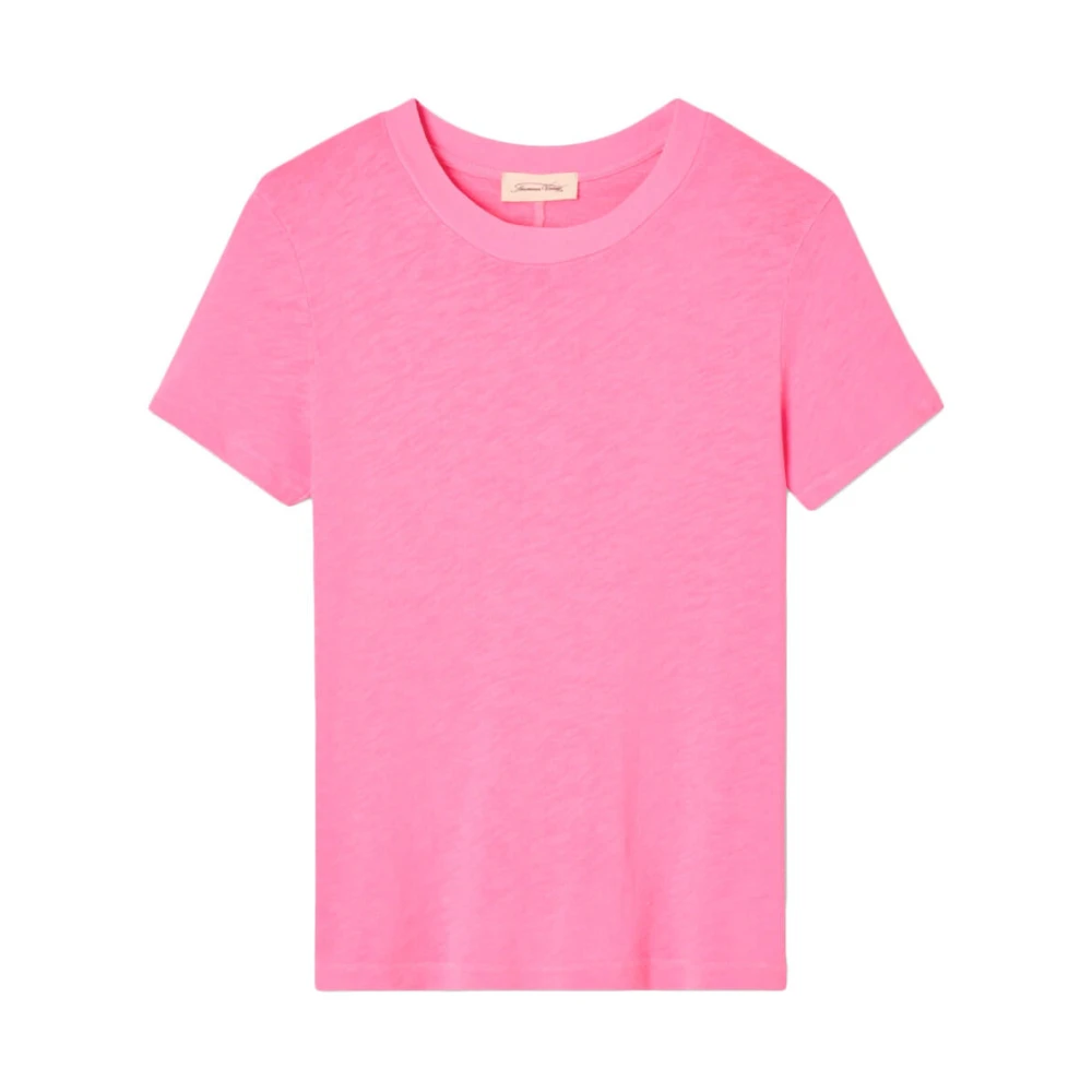 American vintage Klassieke Ronde Hals T-shirt Pink Dames