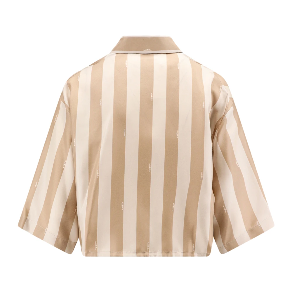 Fendi Zijden Pequin Crop Fit Shirt Beige Dames