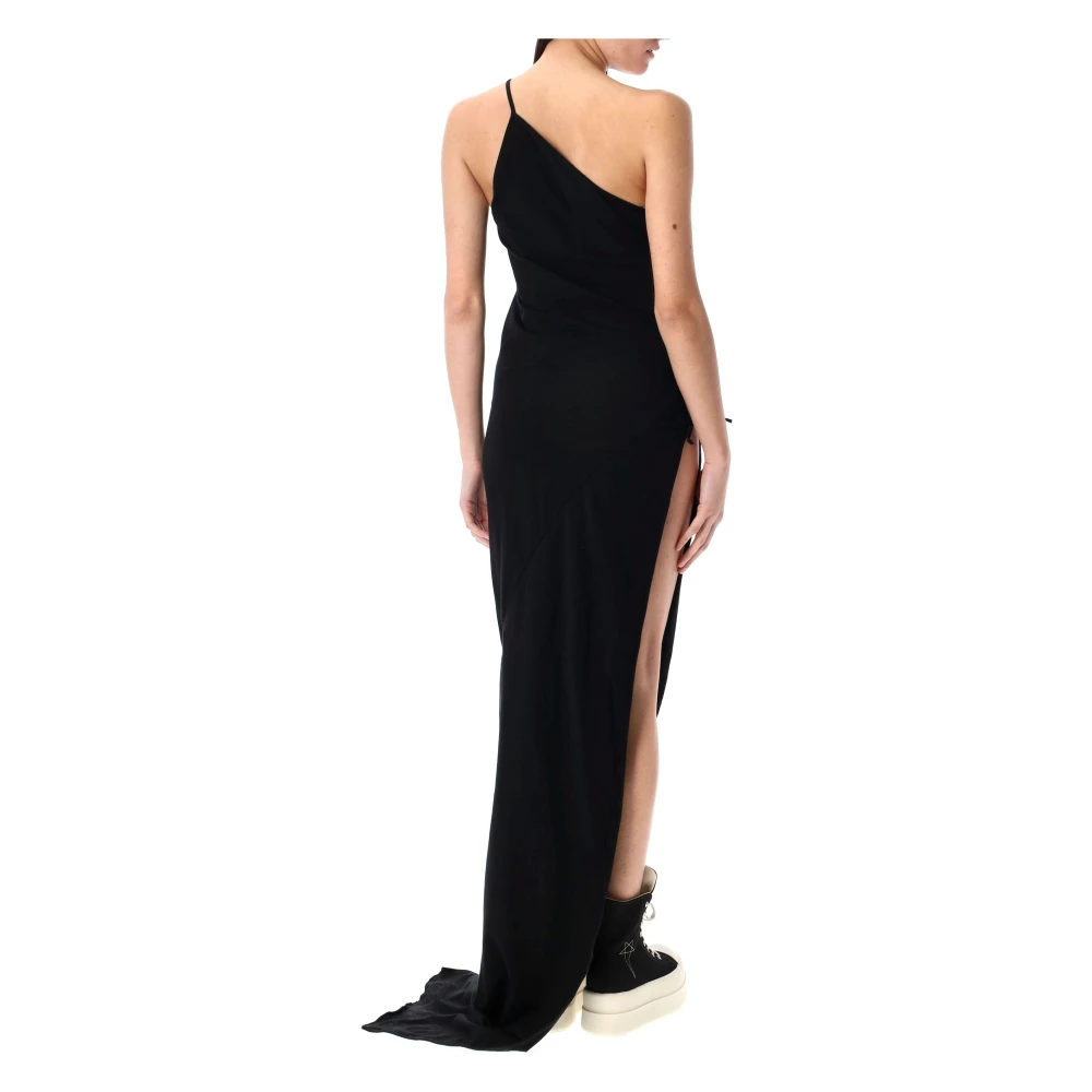 Rick Owens Zwarte Asymmetrische Halslijn Jurk Black Dames
