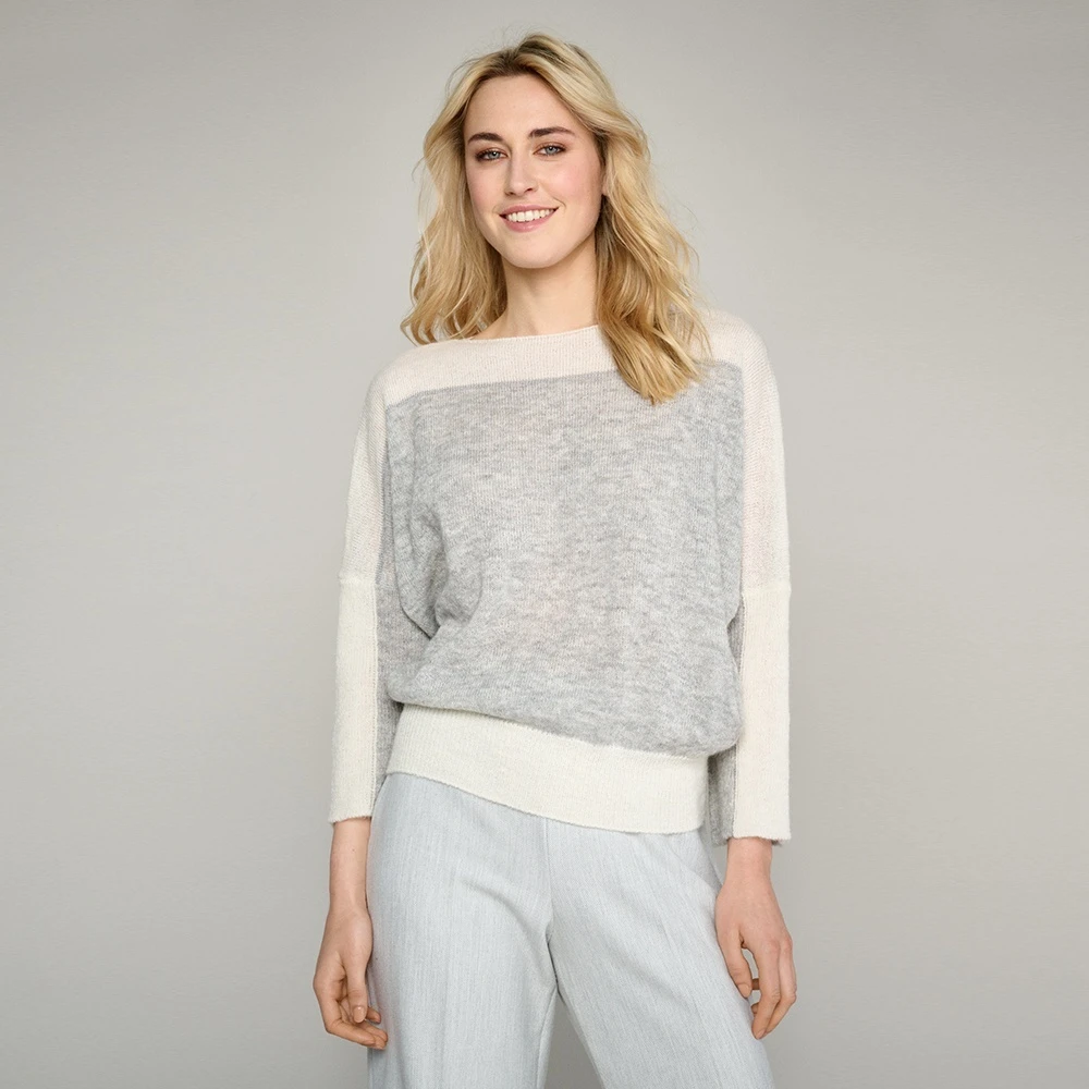 Marie Méro Multicolor Grijze Gebreide Trui met Vleermuismouwen Gray Dames