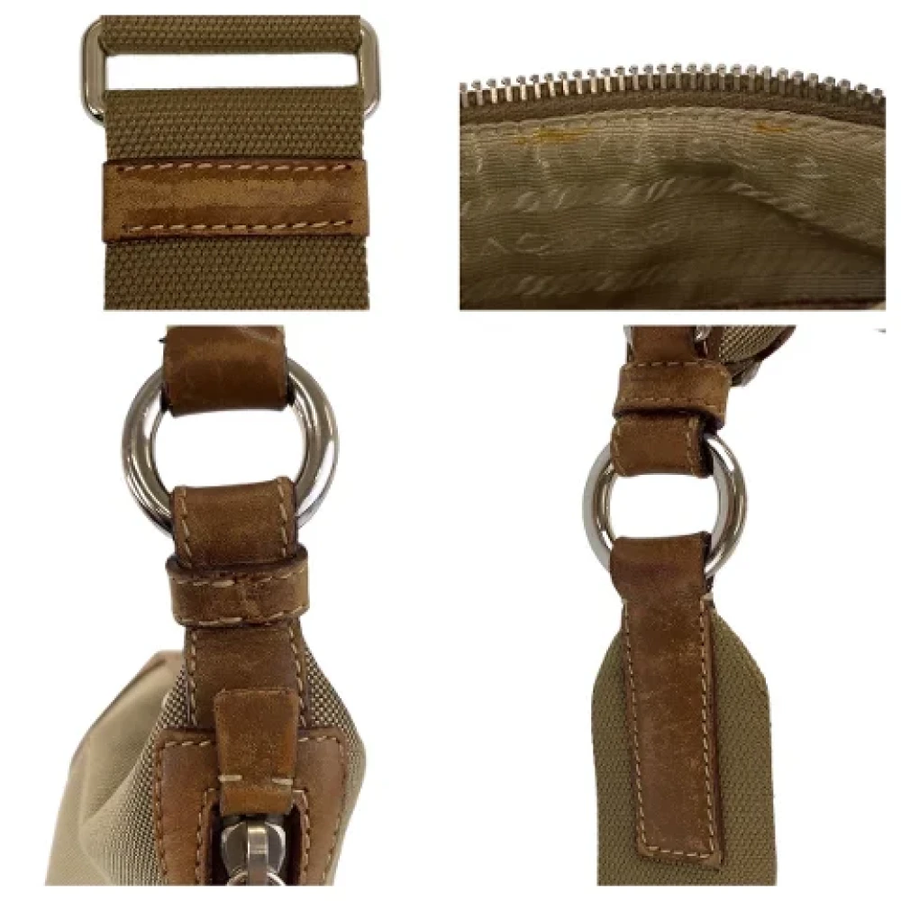 Prada Vintage Pre-owned Canvas prada-bags Beige Dames