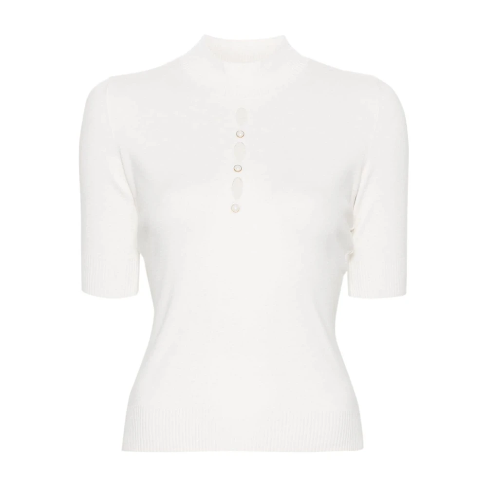 Twinset Vit Stickad Tröja med Studs White, Dam