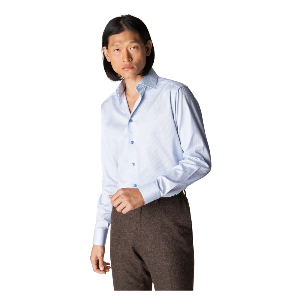 Eton Gestreept katoen-lyocell stretch overhemd White Heren