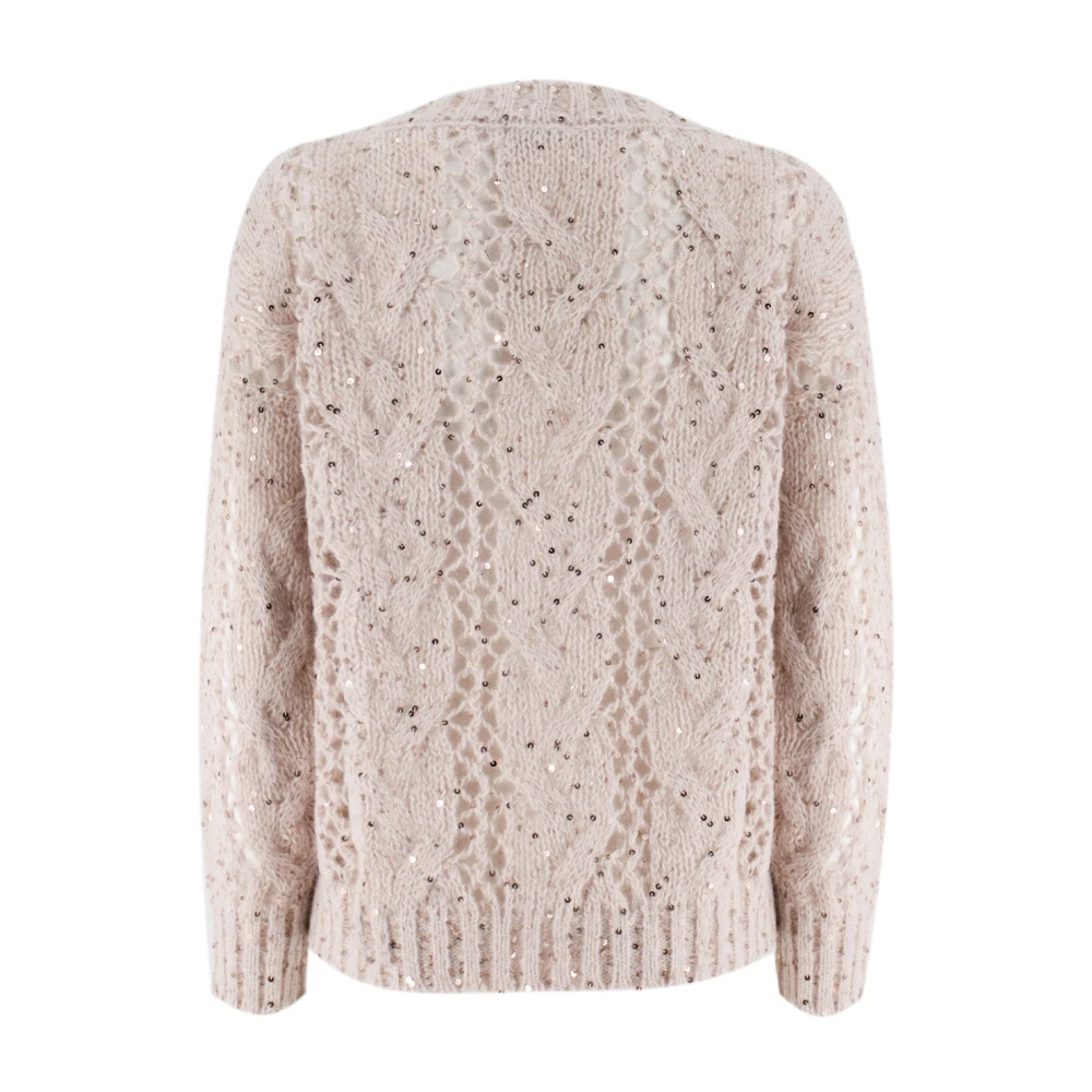 Panicale Chique Sequin V-Neck Sweater Beige Dames
