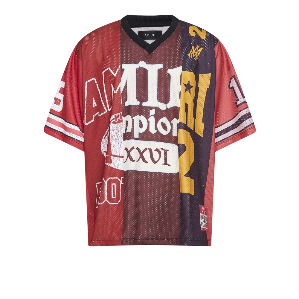 Amiri Men's Red Spliced Oversized Mesh Tee