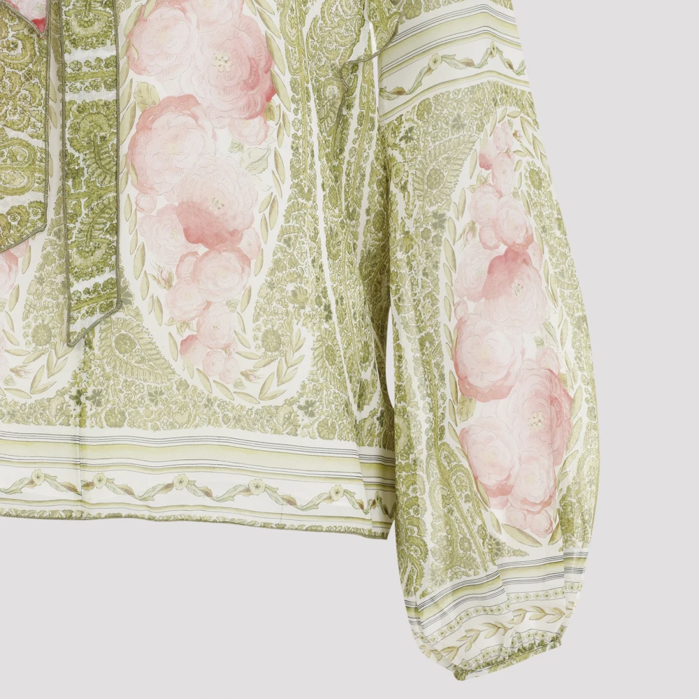 Giambattista Valli Groene Rozenprint Zijden Blouse Multicolor Dames
