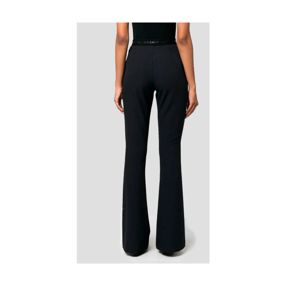 Versace Jeans Couture Hoge Taille Uitlopende Zwarte Broek Black Dames