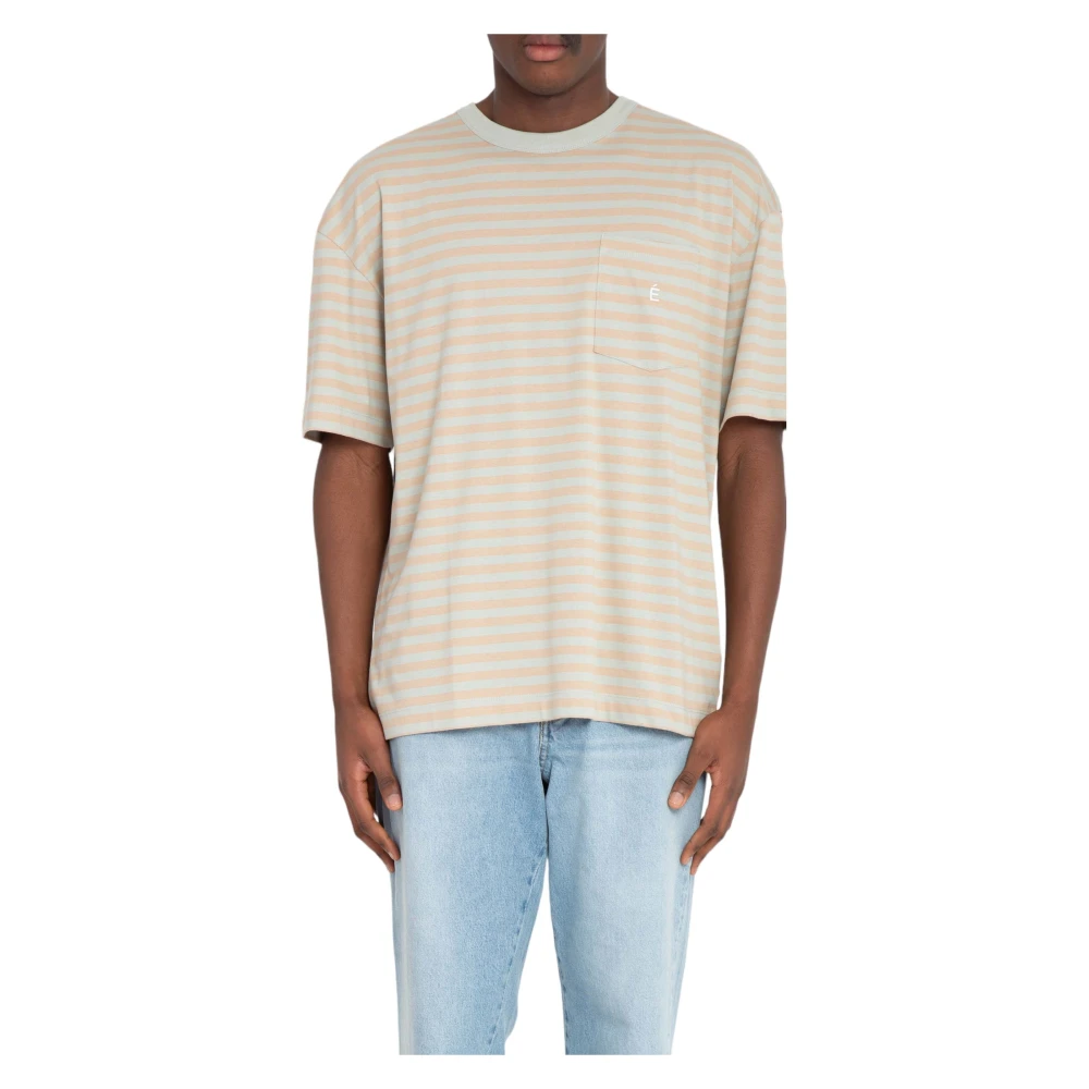 Études Gestreepte Accent Tee in Zand Beige Heren