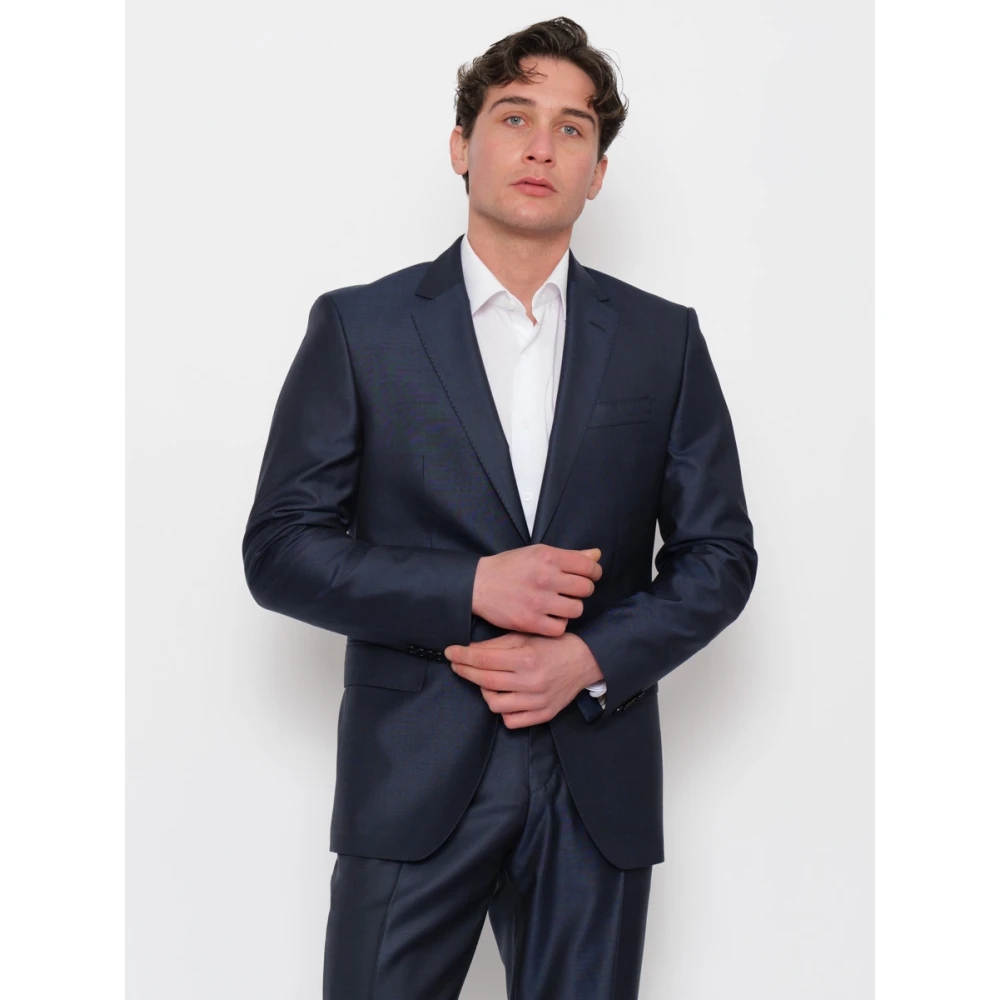 Hugo Boss Blauwe Wollen Jurk Blue Heren