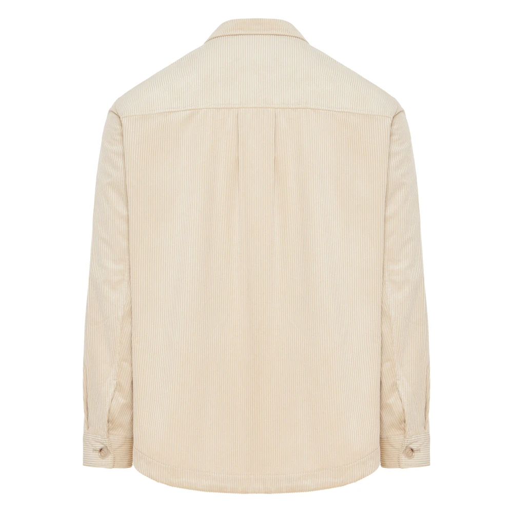 Hugo Boss Katoenen ribfluwelen overhemdjasje met zakken Beige Heren