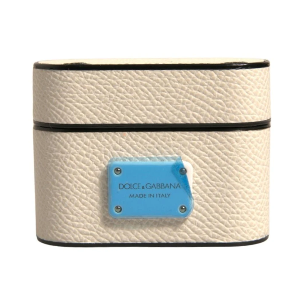 Dolce & Gabbana Men's White Leather Logo Airpods Case