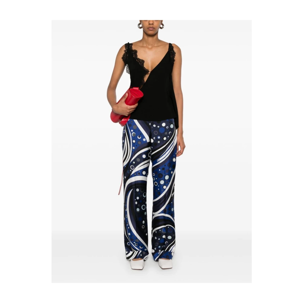 EMILIO PUCCI Blauwe Fontane Print Zijden Broek Multicolor Dames