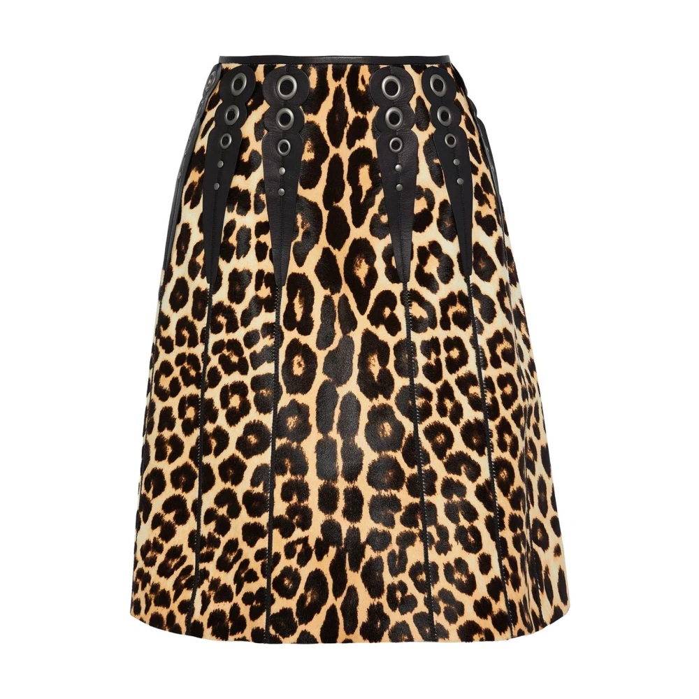 Bottega Veneta Luipaardprint Kalfshaar Rok Brown Dames