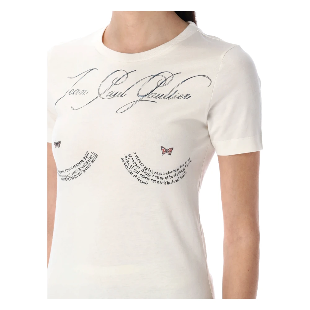 Jean Paul Gaultier Grafische Print Offwhite Zwart T-shirt White Dames