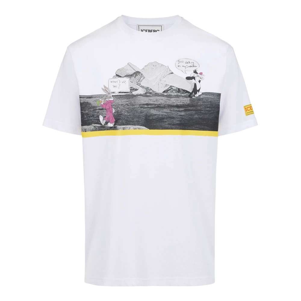 Iceberg Wit regular fit katoenen jersey T-shirt met logo White Heren