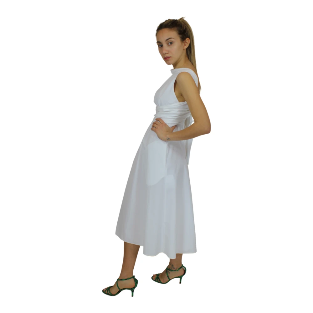 Aspesi Elegante Katoenen Jurk met Open Rug White Dames