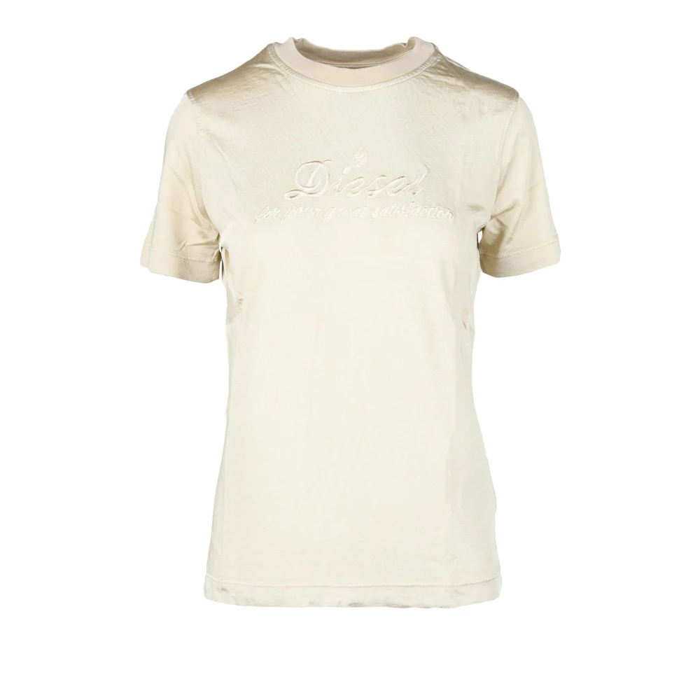 Diesel Casual Viscose Katoen T-shirt Beige Dames
