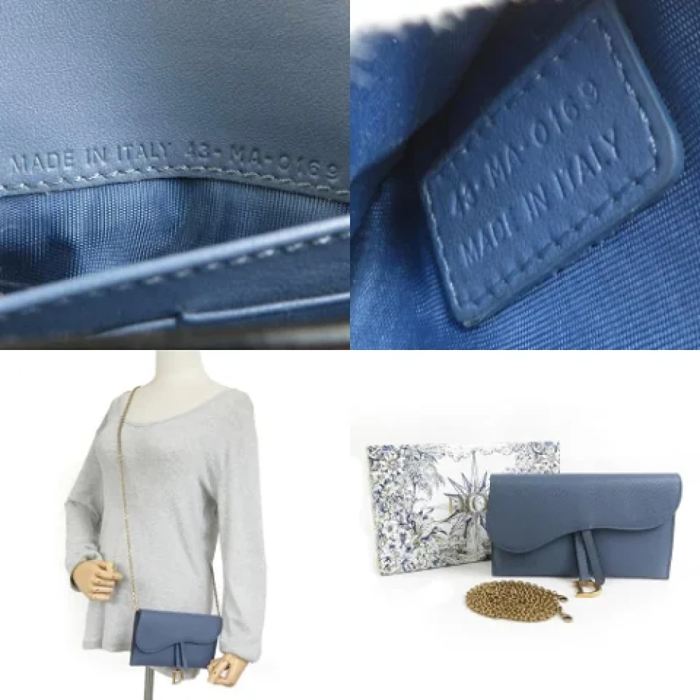Dior Vintage Pre-owned Leather wallets Blue Dames