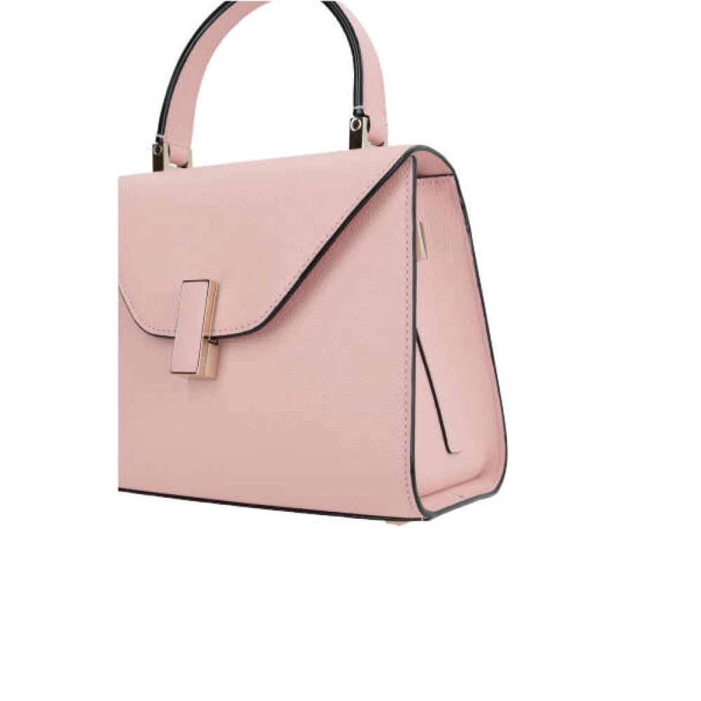 Valextra Lichtroze Gehamerd Leren Handtas met Gouden Hardware Pink Dames