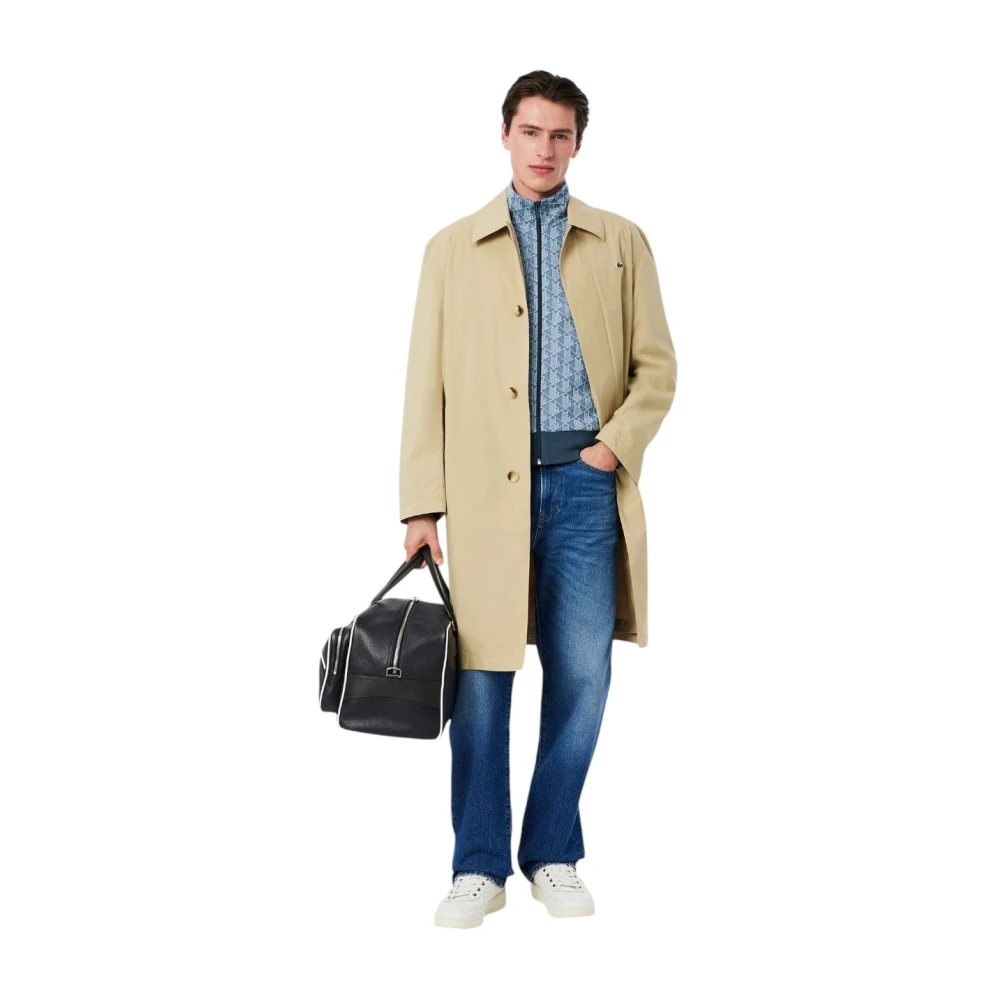 Lacoste Blauwe Jacquard Track Jacket Paris Stijl Blue Heren