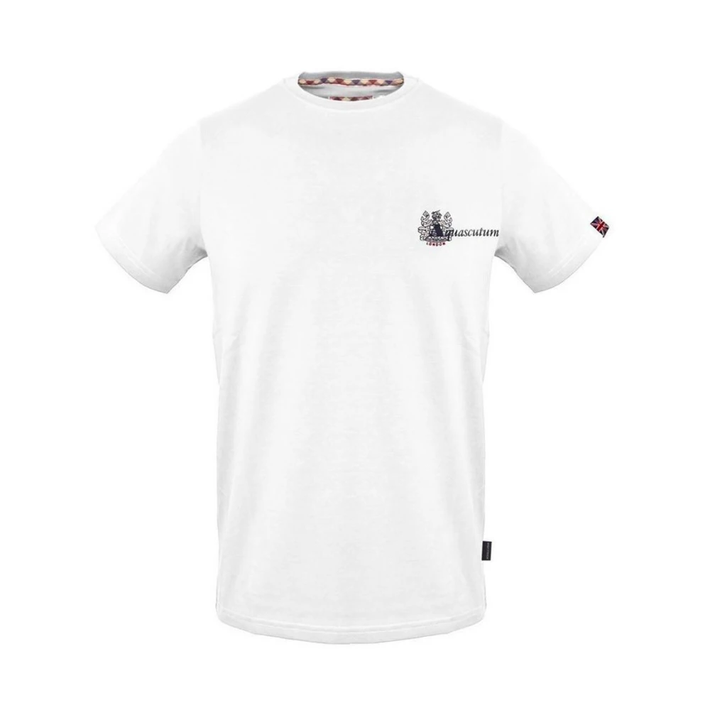 Aquascutum Katoenen T-shirt met Logo Print White Heren