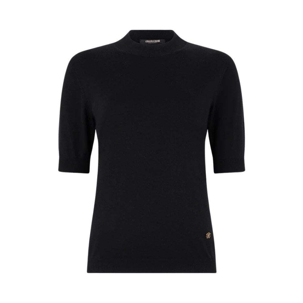 Roberto Cavalli Black Mock Neck Jumper With Monogram Rc - Female - Cashmere Knitwear - S - Knitwear