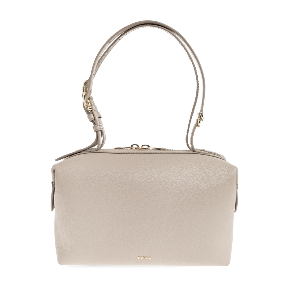 Furla Vrouw Beige Tassen Dames, One Size, Leer, Double M Boston Bag