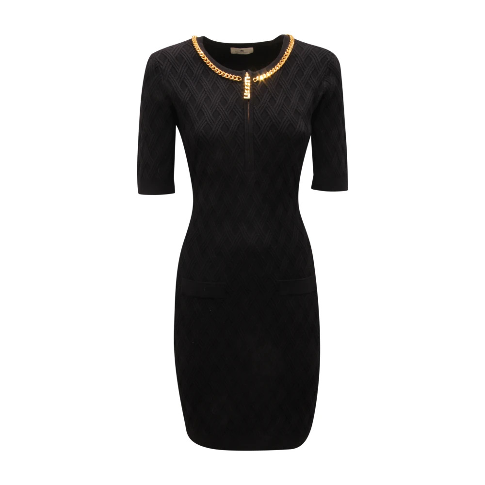 Elisabetta Franchi Black Knitted Dresses, Female, M, Knitted Dress