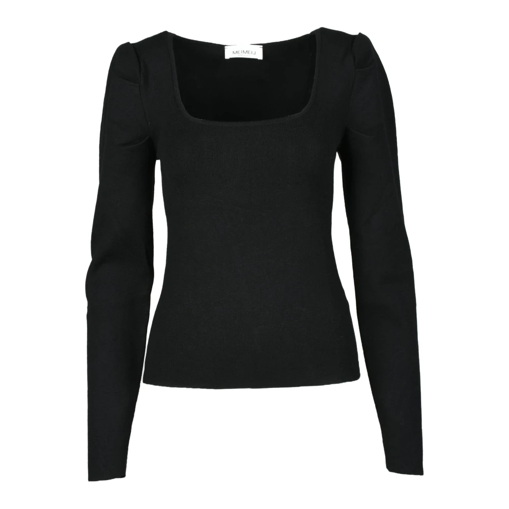 MeiMeiJ Elegante Viscose Polyester Gebreide Top Black Dames