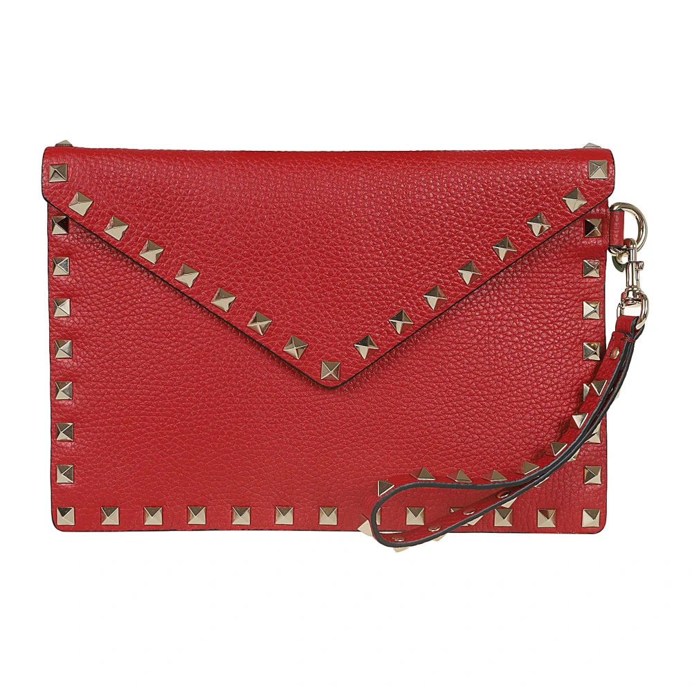 Valentino Garavani Studded Flat Pouch Clutch Tas Red Dames