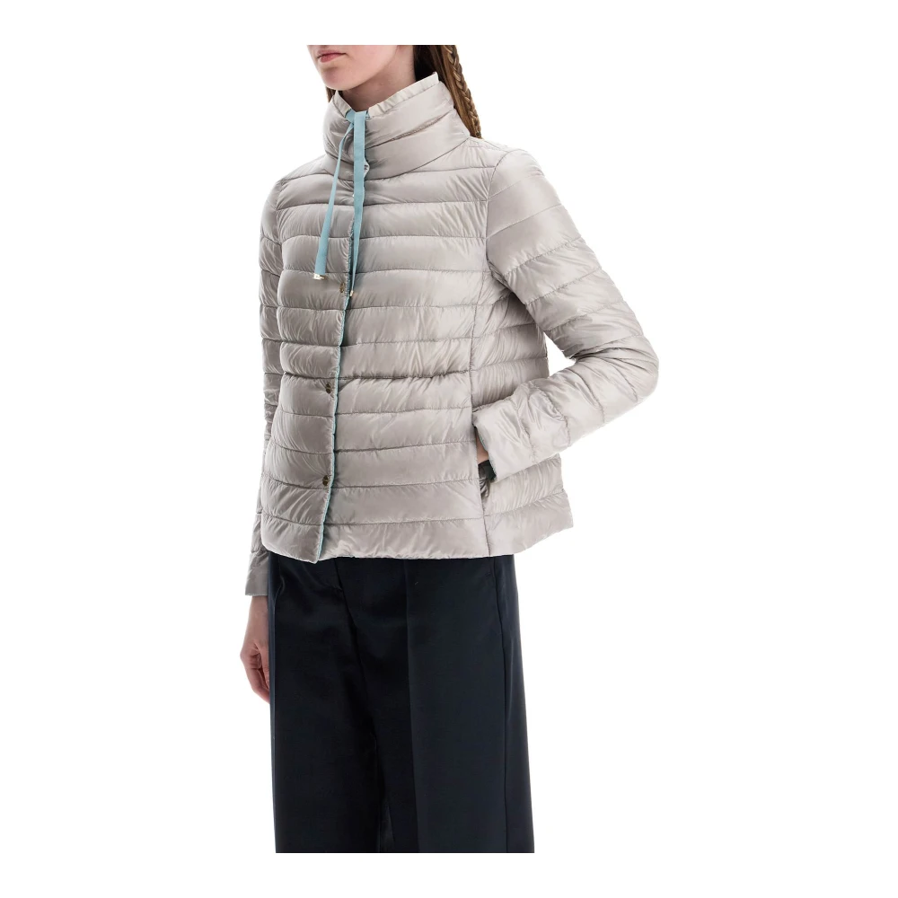 Herno IJsblauwe Puffer Jacket met metalen knopen Blue Dames