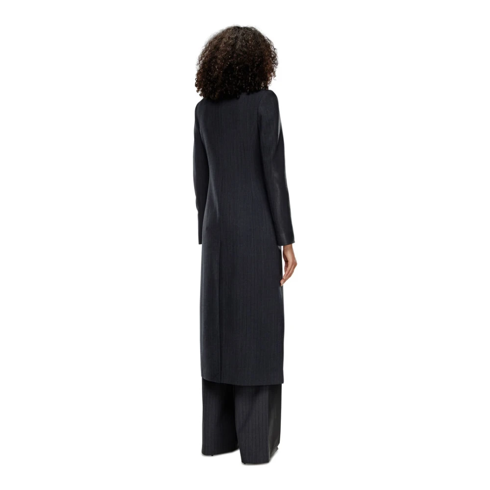 Diesel Gestructureerde Pinstripe Jas met Peak Revers Black Dames
