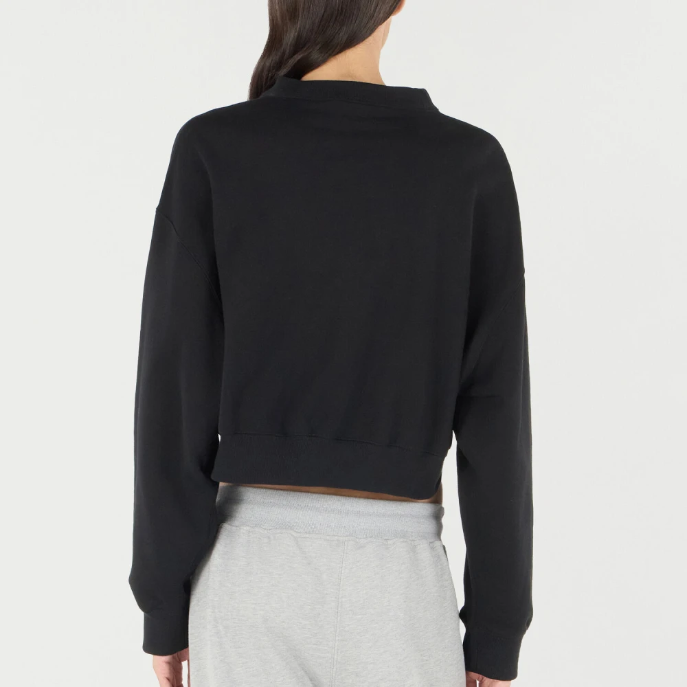 Roberto Cavalli Logo Geborduurde Cropped Sweatshirt Black Dames
