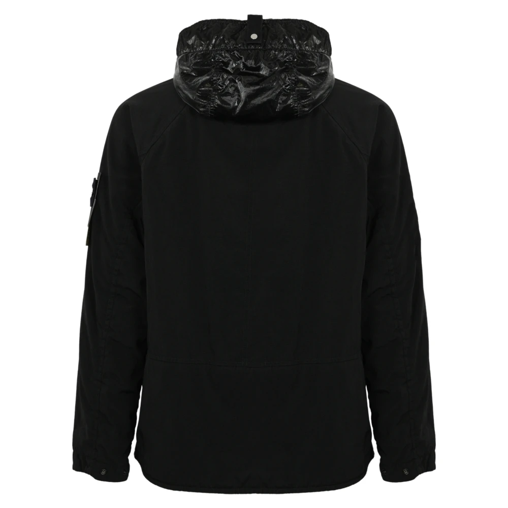 Stone Island Zwarte Nylon Technische Jas Met Capuchon Black Heren