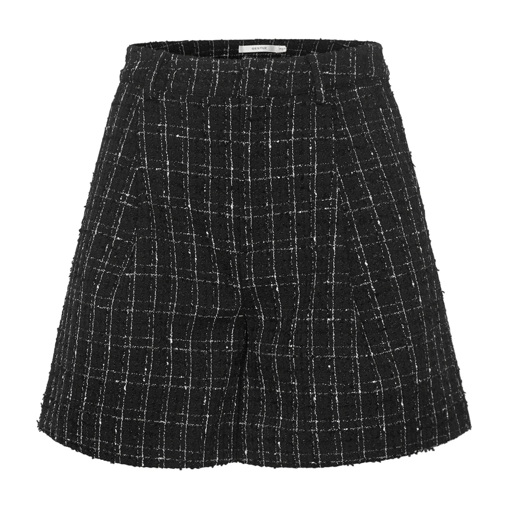 Gestuz Zwart & Wit Geruite Zomer Shorts Black Dames