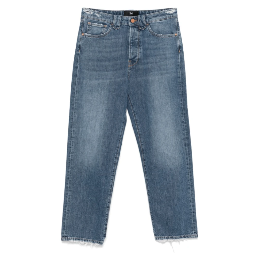 3X1 Indigo Blauw Distressed Cropped Jeans Blue Dames