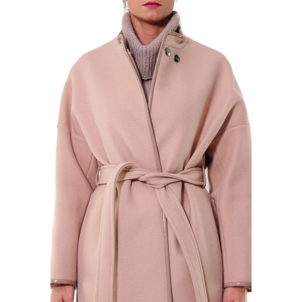 pinko Oversized wollen jas met details van imitatieleer Pink Dames