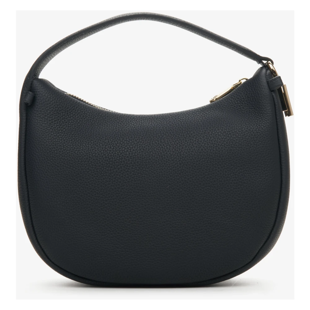 Estro Zwarte Halvemaanvormige Handtas gemaakt van Echt Leer Er00114352 Black Dames