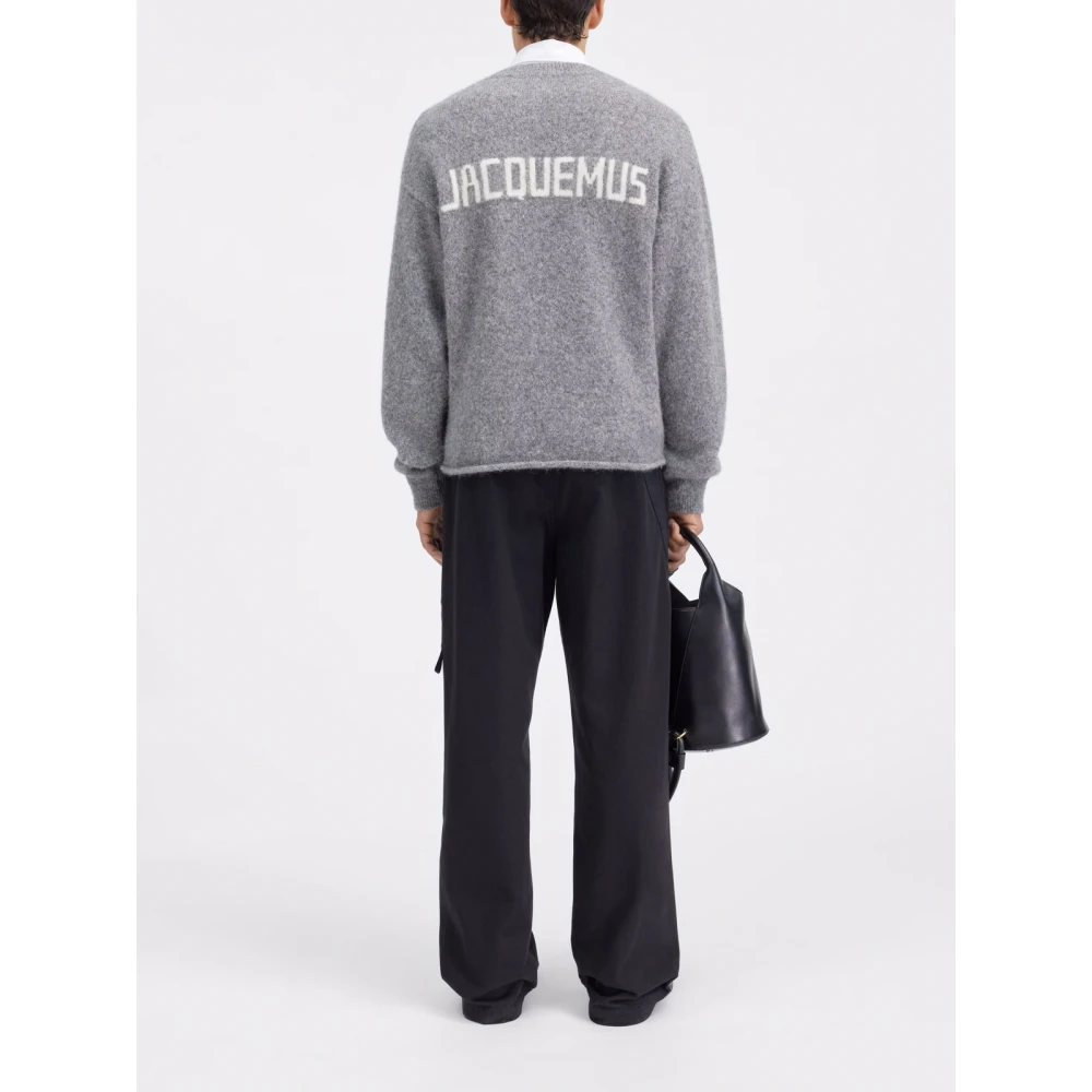 Jacquemus Relaxed Fit Alpaca Trui Gray Heren