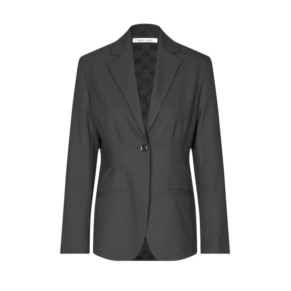 Samsøe Klassieke blazer met enkele rij knopen en getailleerde pasvorm Black Dames