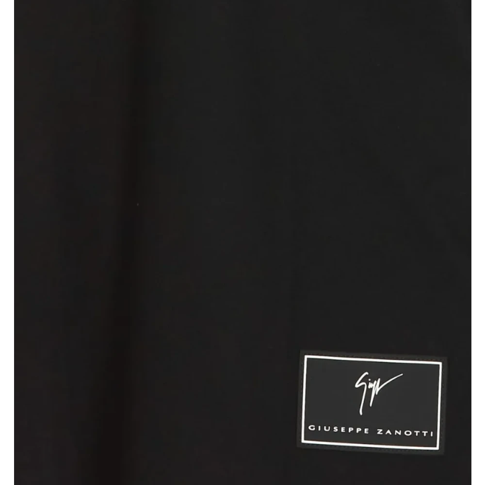 giuseppe zanotti Logo Patch Katoenen Jersey T-shirt Black Heren