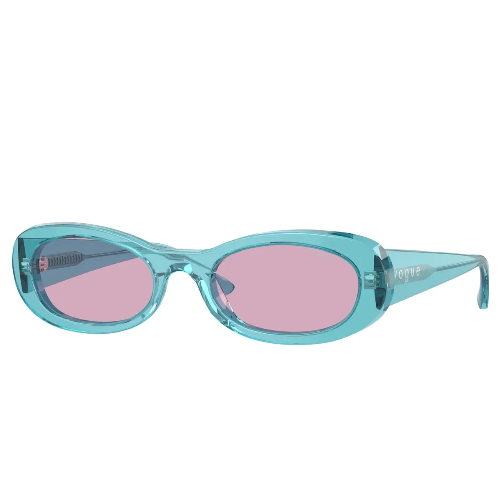 Vogue Women's Blue Transparent Turquoise Sunglasses With Purple Lenses - Sunglasses - 53 Mm - Accessories