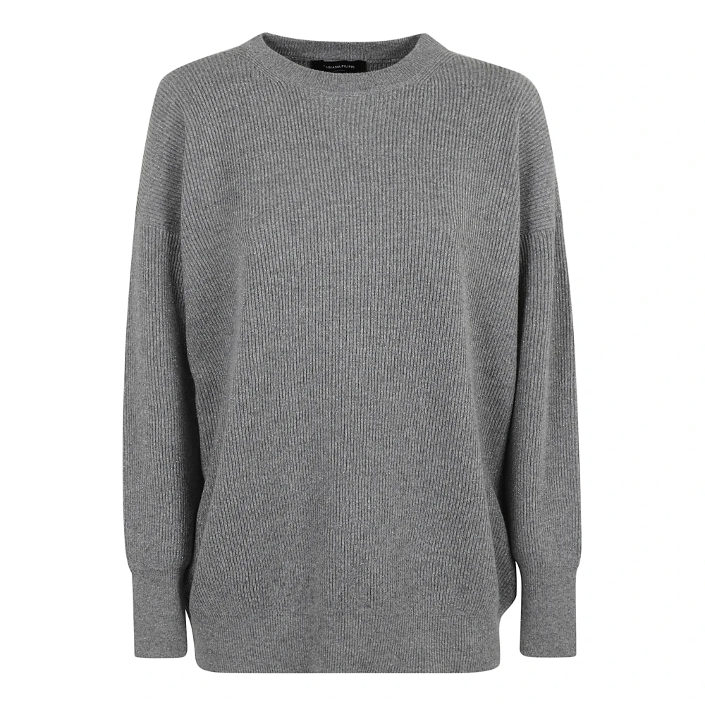 Fabiana Filippi Grijze Geribbelde Trui Aw24 Gray Dames