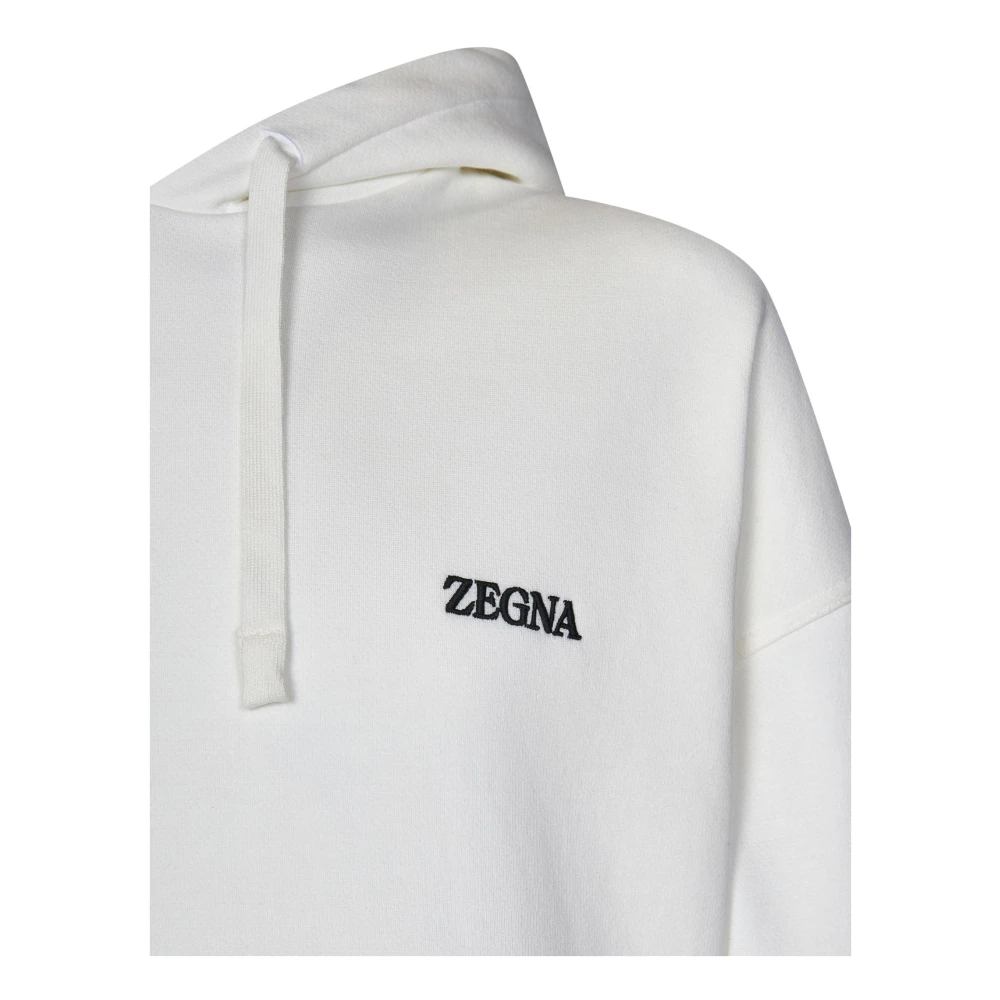 Ermenegildo Zegna Witte Sweater met Capuchon en Zakken White Heren