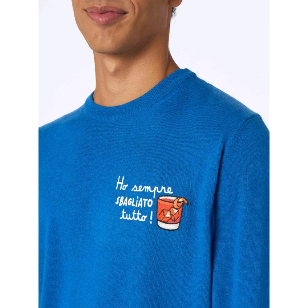 MC2 Saint Barth Blauw Ski Heron Geborduurd Herenoverhemd Blue Heren